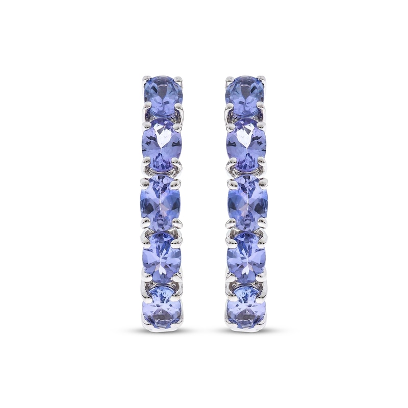 Main Image 2 of Oval-Cut Tanzanite Hoop Earrings Sterling Silver