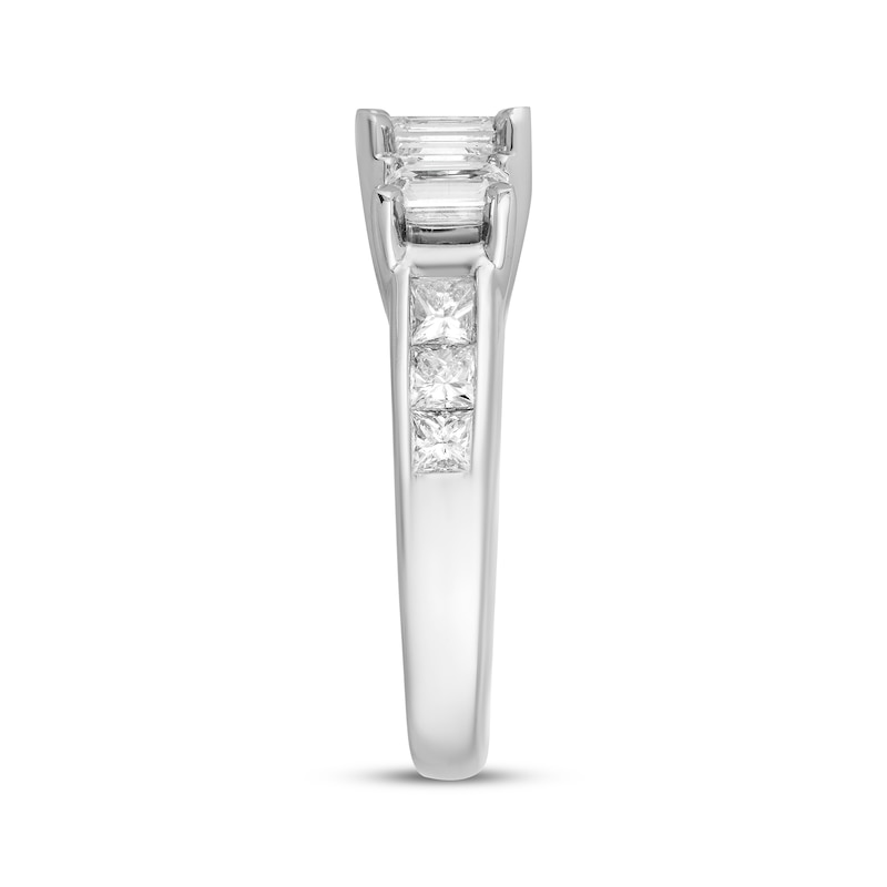 Main Image 2 of Emerald-Cut Diamond Three-Stone Engagement Ring 1/2 ct tw 14K White Gold