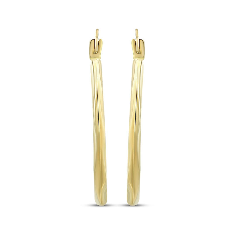 Main Image 2 of Tapered Twist Oval Hoop Earrings 14K Yellow Gold