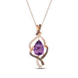 Le Vian Pear-Shaped Amethyst Necklace 3/8 ct tw Diamonds 14K Strawberry Gold 20&quot;