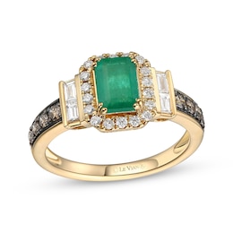 Le Vian Chocolatier Emerald-Cut Emerald Ring 1/2 ct tw Diamonds 14K Honey Gold