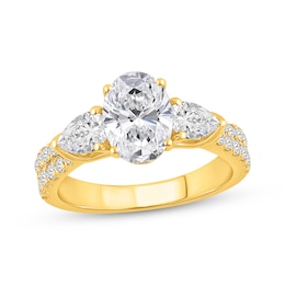 Memories Moments Magic Lab-Grown Diamonds by KAY Oval-Cut & Pear-Shaped Three-Stone Engagement Ring 2-1/2 ct tw 14K Yellow Gold