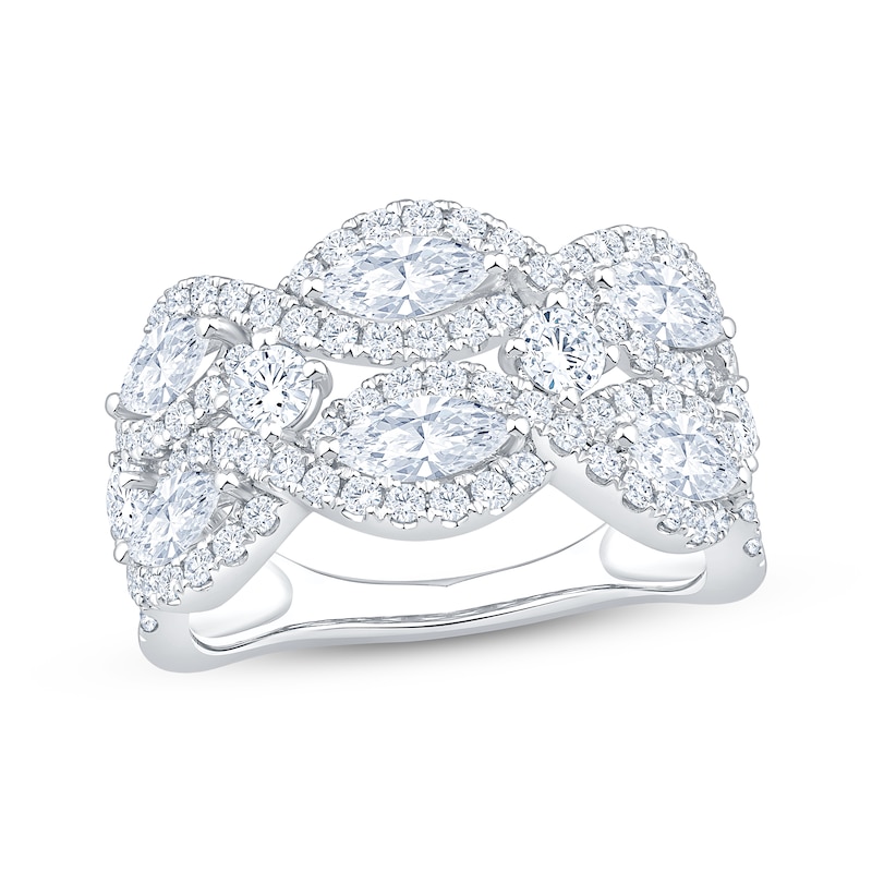 Main Image 1 of Lab-Grown Diamonds by KAY Marquise & Round-Cut Multi-Row Twist Ring 2 ct tw 14K White Gold