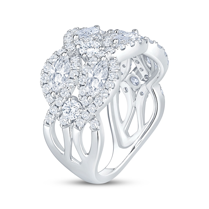 Main Image 2 of Lab-Grown Diamonds by KAY Marquise & Round-Cut Multi-Row Twist Ring 2 ct tw 14K White Gold