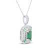 Thumbnail Image 2 of Emerald-Cut Lab-Created Emerald & White Lab-Created Sapphire Necklace Sterling Silver 18&quot;