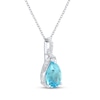 Thumbnail Image 2 of Pear-Shaped Swiss Blue Topaz & White Lab-Created Sapphire Drop Necklace Sterling Silver 18&quot;