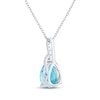 Thumbnail Image 3 of Pear-Shaped Swiss Blue Topaz & White Lab-Created Sapphire Drop Necklace Sterling Silver 18&quot;