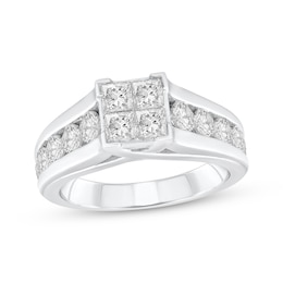 Princess-Cut Diamond Quad Engagement Ring 2 ct tw 14K White Gold