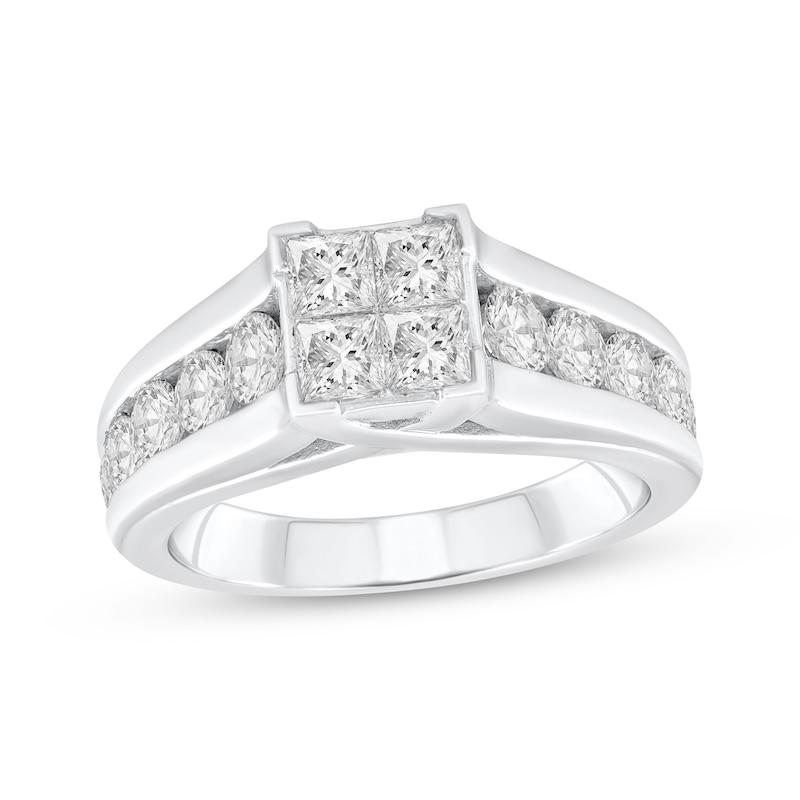 Main Image 1 of Princess-Cut Diamond Quad Engagement Ring 2 ct tw 14K White Gold