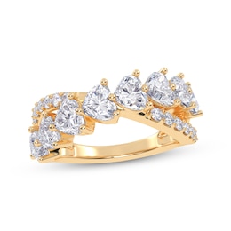 Lab-Grown Diamonds by KAY Heart-Shaped & Round-Cut Crossover Ring 2 ct tw 14K Yellow Gold