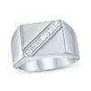 Thumbnail Image 1 of Men's Baguette-Cut Diamond Signet Ring 1/3 ct tw Sterling Silver