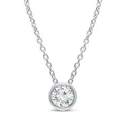 Lab-Grown Diamonds by KAY Round-Cut Bezel-Set Solitaire Necklace 1/3 ct tw 14K White Gold (F/VS2) 18&quot;