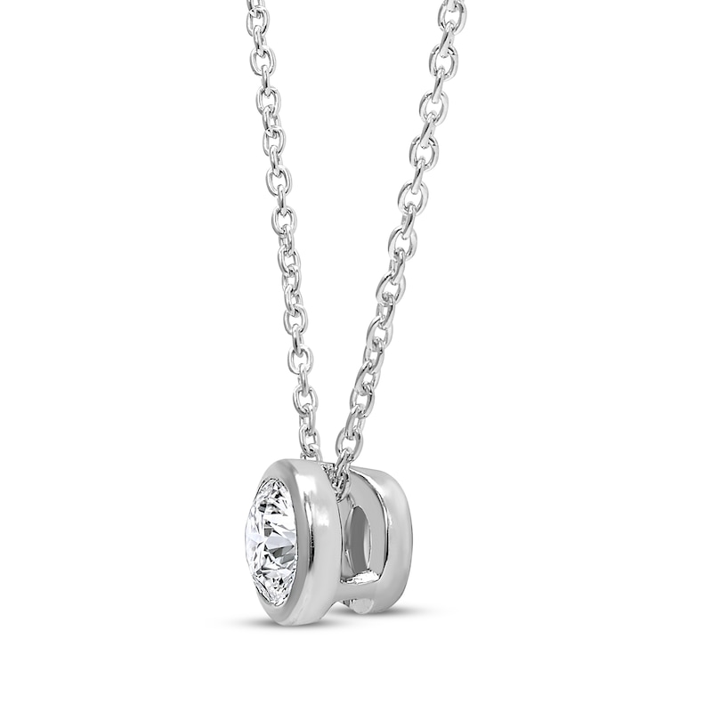 Main Image 2 of Lab-Grown Diamonds by KAY Round-Cut Bezel-Set Solitaire Necklace 1/3 ct tw 14K White Gold (F/VS2) 18&quot;