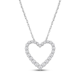 Lab-Grown Diamonds by KAY Heart Outline Necklace 1 ct tw 14K White Gold 18&quot;