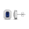 Thumbnail Image 3 of Men's Emerald-Cut Blue Sapphire & Diamond Frame Stud Earrings 1/5 ct tw 10K White Gold