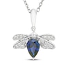 Thumbnail Image 1 of Pear-Shaped Blue Lab-Created Sapphire & White Lab-Created Sapphire Bee Necklace Sterling Silver 18&quot;