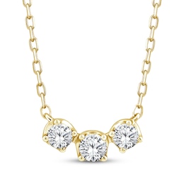 Memories Moments Magic Diamond Three-Stone Necklace 1/3 ct tw 10K Yellow Gold 17.5&quot;