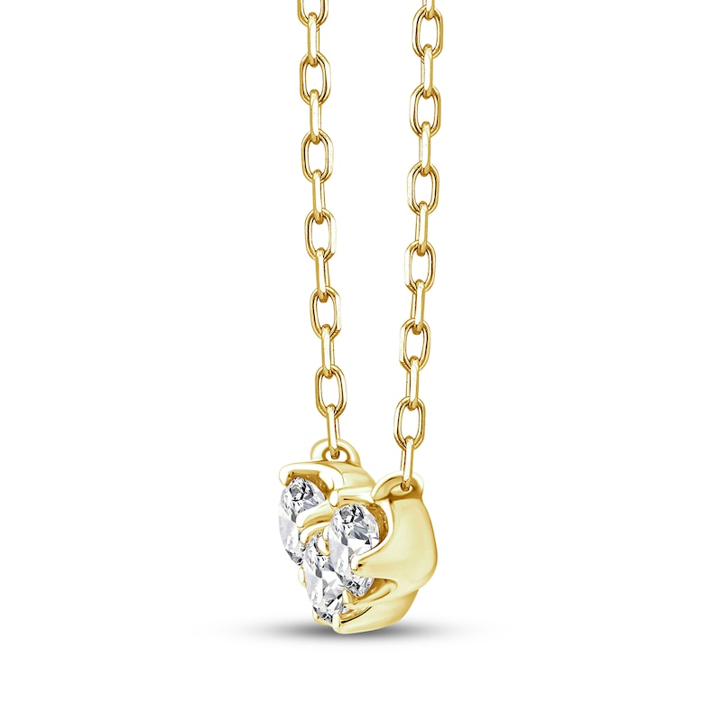 Main Image 2 of Memories Moments Magic Diamond Three-Stone Necklace 1/3 ct tw 10K Yellow Gold 17.5&quot;