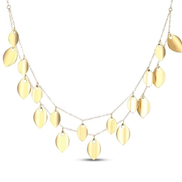 Layered Leaves Necklace 18K Yellow Gold-Plated Sterling Silver 17&quot;