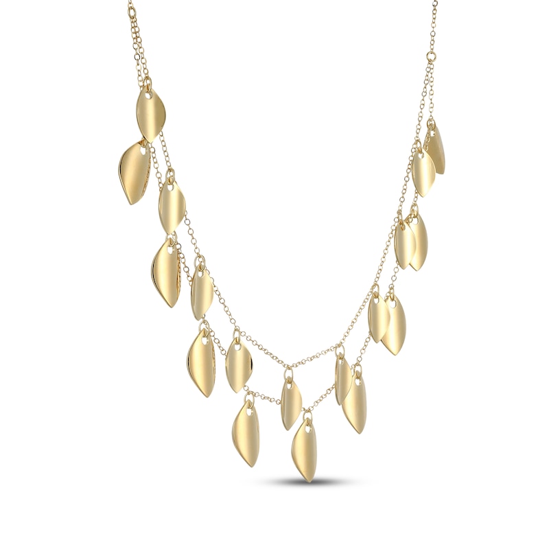 Main Image 2 of Layered Leaves Necklace 18K Yellow Gold-Plated Sterling Silver 17&quot;