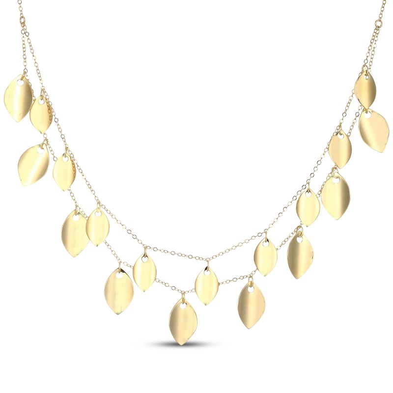 Main Image 3 of Layered Leaves Necklace 18K Yellow Gold-Plated Sterling Silver 17&quot;