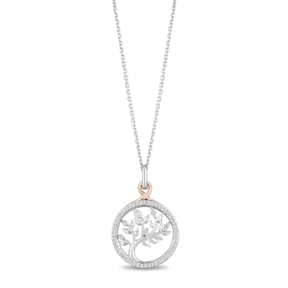 Hallmark Diamonds Necklace 1/8 ct tw Sterling Silver & 10K Rose Gold 18"