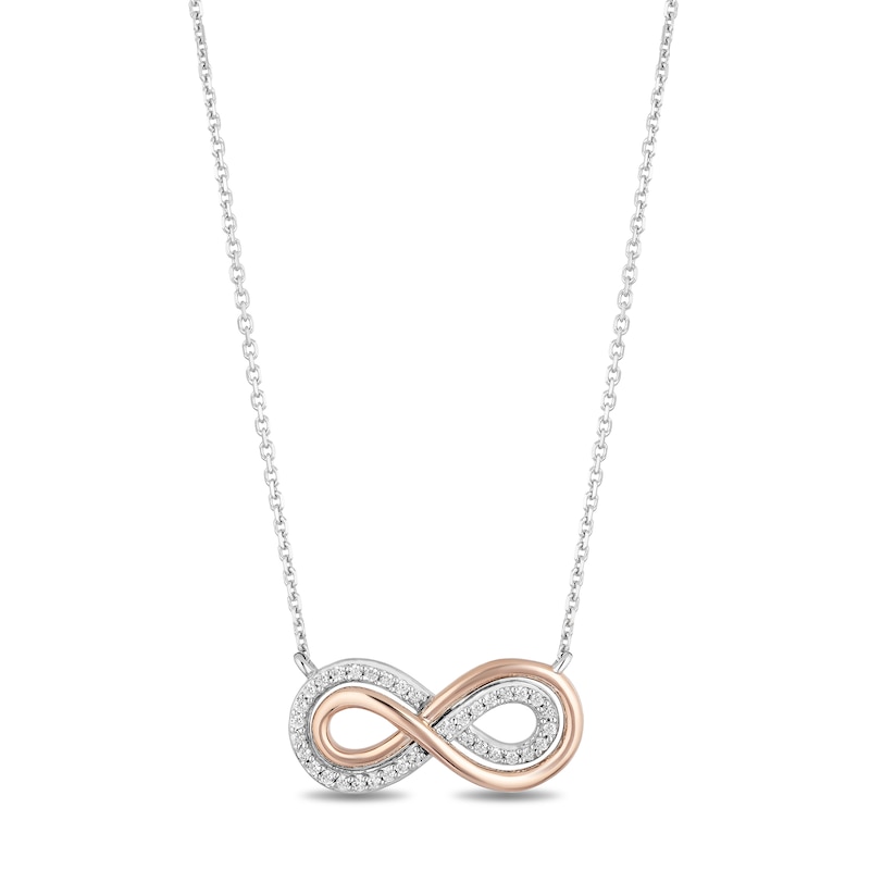 Main Image 1 of Hallmark Diamonds Necklace 1/10 ct tw Sterling Silver & 10K Rose Gold 18&quot;