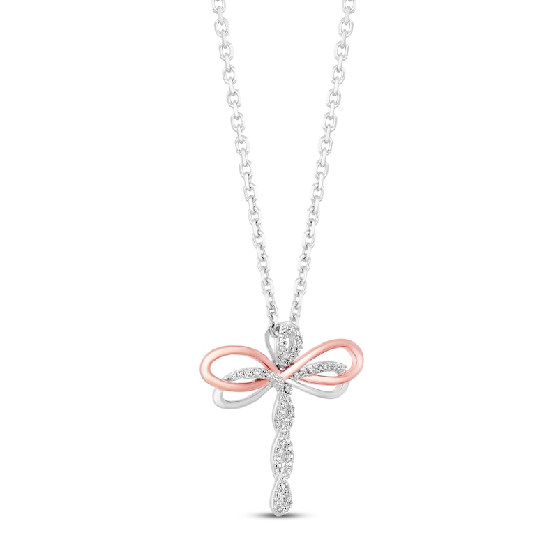 Main Image 2 of Hallmark Diamonds Dragonfly Necklace 1/10 ct tw Sterling Silver & 10K Rose Gold 18&quot;