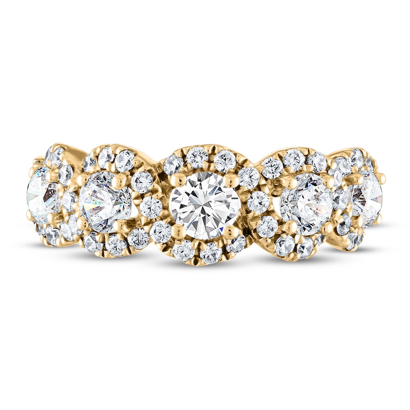 Main Image 3 of THE LEO Diamond Anniversary Ring 1-1/2 ct tw Round-cut 14K Yellow Gold