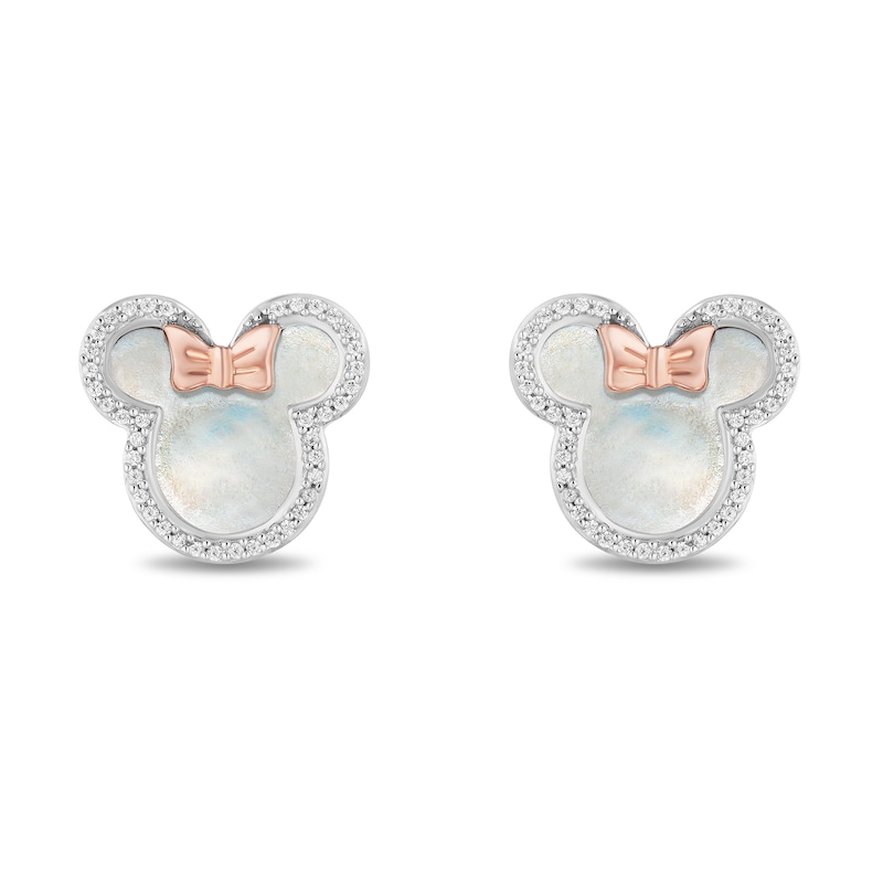 Main Image 2 of Disney Treasures Minnie Mouse Mother of Pearl & Diamond Earrings 1/6 ct tw 10K Rose Gold & Sterling Silver