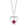 Thumbnail Image 1 of Hallmark Diamonds Lab-Created Ruby Heart Necklace 1/10 ct tw Sterling Silver 18&quot;