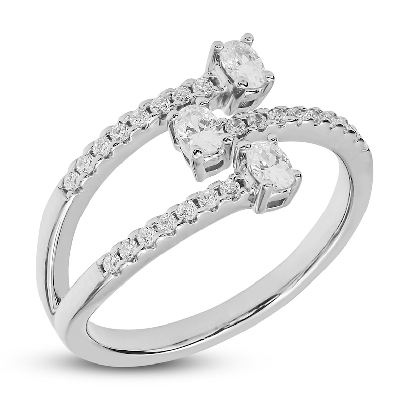 Main Image 2 of Diamond Three-Stone Deconstructed Ring 1/2 ct tw Oval & Round-cut 10K White Gold