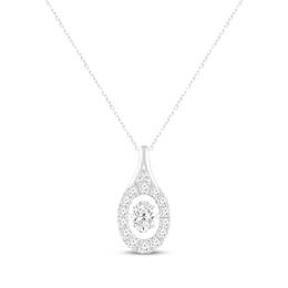 Unstoppable Love Oval-Cut Lab-Created Diamond Necklace 1 ct tw 14K White Gold 18”