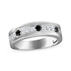 Thumbnail Image 1 of Men's Black & White Diamond Wedding Ring 3/4 ct tw 10K White Gold