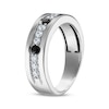 Thumbnail Image 2 of Men's Black & White Diamond Wedding Ring 3/4 ct tw 10K White Gold