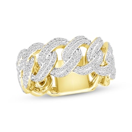 Men's Diamond Curb Chain Ring 1/2 ct tw 10K Yellow Gold