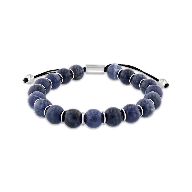 Main Image 1 of Men's Sodalite Bead Bolo Bracelet Stainless Steel 10.5&quot;