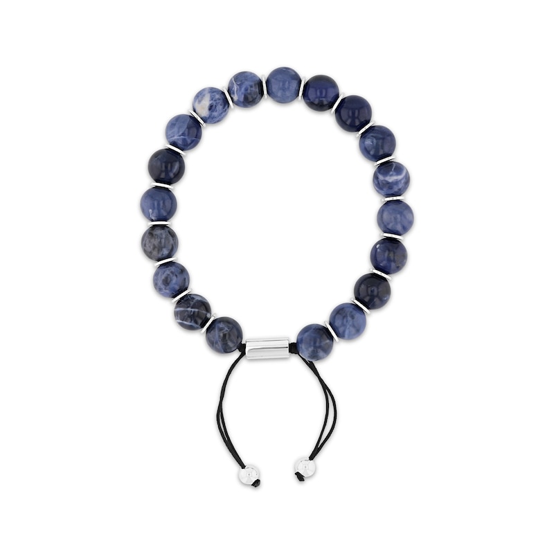 Main Image 2 of Men's Sodalite Bead Bolo Bracelet Stainless Steel 10.5&quot;