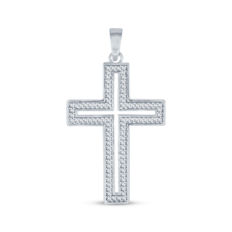 Main Image 1 of Diamond Cutout Cross Charm 1/5 ct tw Sterling Silver 18&quot;