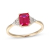 Thumbnail Image 0 of Emerald-Cut Lab-Created Ruby & Diamond Accent Ring 10K Yellow Gold