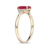 Thumbnail Image 1 of Emerald-Cut Lab-Created Ruby & Diamond Accent Ring 10K Yellow Gold