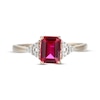 Thumbnail Image 2 of Emerald-Cut Lab-Created Ruby & Diamond Accent Ring 10K Yellow Gold