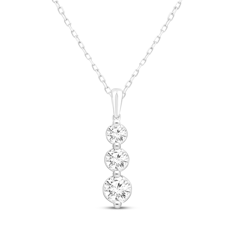 Lab-Created Diamonds by KAY Three-Stone Drop Necklace 1 ct tw 10K White Gold