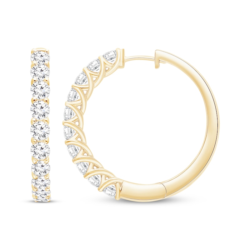 Lab-Grown Diamonds by KAY Hoop Earrings 4 ct tw 10K Yellow Gold