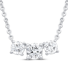 Memories Moments Magic Lab-Created Diamonds by KAY Three-Stone Necklace 1-1/2 ct tw 14K White Gold 18&quot;