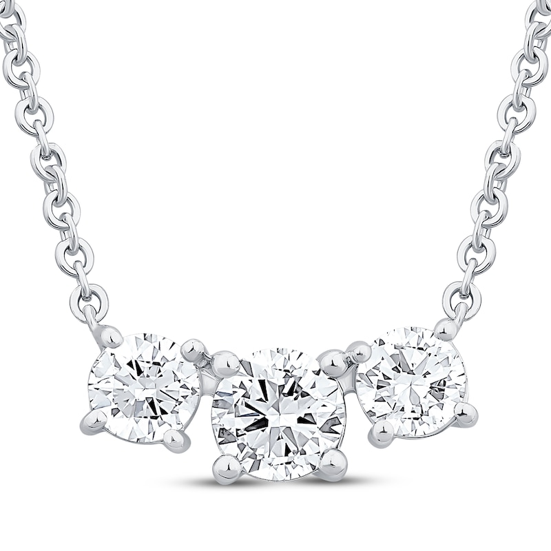 Main Image 1 of Memories Moments Magic Lab-Grown Diamonds by KAY Three-Stone Necklace 1-1/2 ct tw 14K White Gold 18&quot;