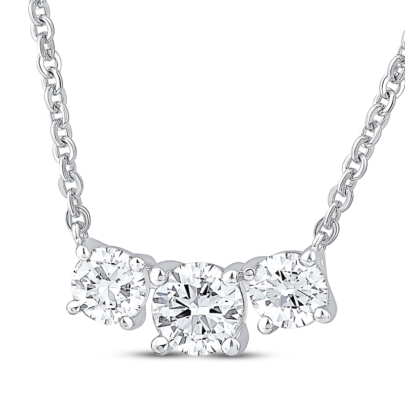 Memories Moments Magic Lab-Created Diamonds by KAY Three-Stone Necklace 1-1/2 ct tw 14K White Gold 18"