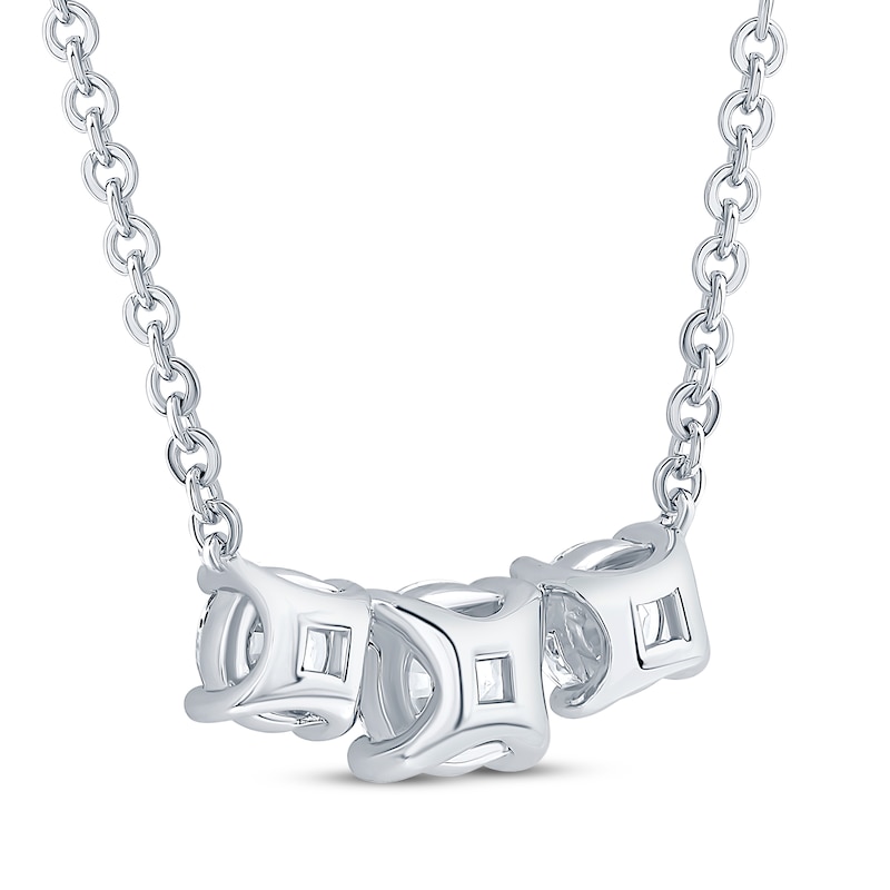 Memories Moments Magic Lab-Created Diamonds by KAY Three-Stone Necklace 1-1/2 ct tw 14K White Gold 18"
