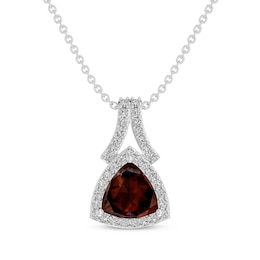Trillion-Cut Garnet & White Lab-Created Sapphire Necklace Sterling Silver 18&quot;