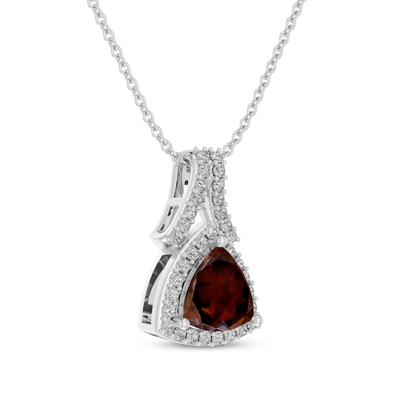 Main Image 2 of Trillion-Cut Garnet & White Lab-Created Sapphire Necklace Sterling Silver 18&quot;